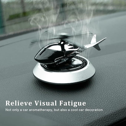Solar Powered Car Perfume Diffuser/Dispenser | Helicopter Design, Auto Rotation Fan | for Car Dashboard with Perfume Liquid & Organic Fragrance
