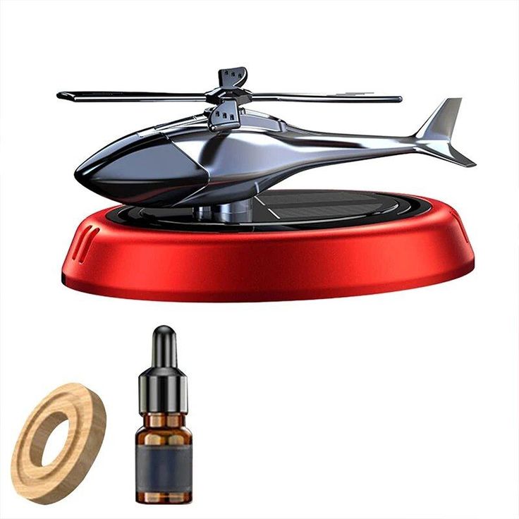 Solar Powered Car Perfume Diffuser/Dispenser | Helicopter Design, Auto Rotation Fan | for Car Dashboard with Perfume Liquid & Organic Fragrance