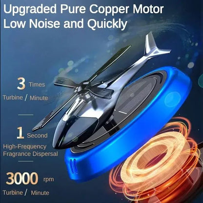 Solar Powered Car Perfume Diffuser/Dispenser | Helicopter Design, Auto Rotation Fan | for Car Dashboard with Perfume Liquid & Organic Fragrance