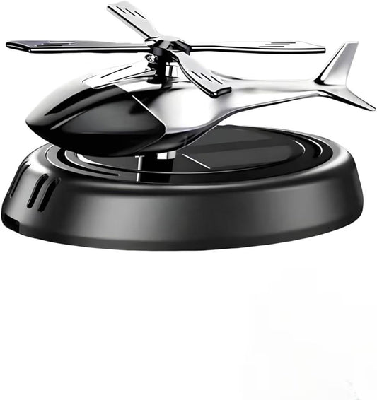 Solar Powered Car Perfume Diffuser/Dispenser | Helicopter Design, Auto Rotation Fan | for Car Dashboard with Perfume Liquid & Organic Fragrance